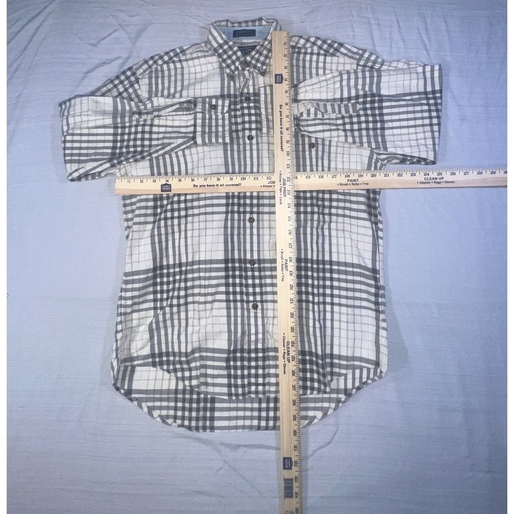 Chaps Ralph Lauren Button Down Shirt Mens Medium Gray Plaid Long Sleeve Cotton - Picture 3 of 9